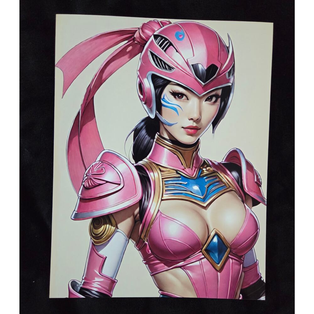 Pink Power Ranger - Custom created digital art print - 8.5" x 11"
